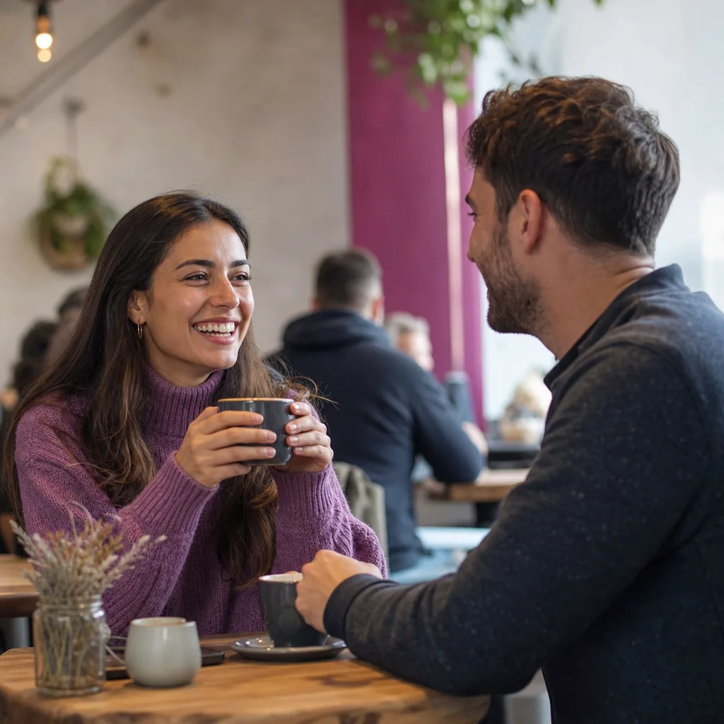Two adults meeting in daylight near Nottingham's Old Market Square
